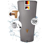 4rain Réservoir VASO 2en1 220 L, gris zinc incl. robinet de vidange en plastique et raccord de descente
