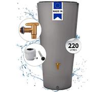 4rain VASO 2in1 réservoir d'eau de pluie 220 L, gris zinc Incl. robinet de vidange en plastique et raccord de descente de gouttière