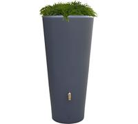 4rain Réservoir VASO 2en1 220L graphite avec robinet PE imitation laiton, bac à plantes intégré - solution durable pour jardin
