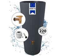 4rain VASO 2in1 DECOR récupérateur d'eau de pluie 220 L, gris graphite Incl. robinet en plastique et raccord de descente