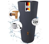 4rain VASO 2in1 DECOR récupérateur d'eau de pluie 220 L, gris graphite Incl. robinet en plastique et raccord de descente