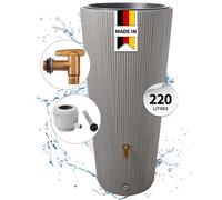 4rain Réservoir VASO DÉCOR 2en1 220 L, gris zinc incl. robinet de vidange en plastique et raccord de descente
