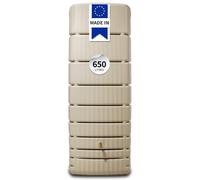 4rain Slim Récupérateur d’Eau de Pluie 650L Sable - Cuve Murale Robuste et élégante - Réservoir d’Eau de Pluie + Robinet PE Imitation Laiton - Solution Pratique et Durable de récupération