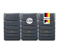 4rain Slim Stone DÉCOR Kit Recuperateur 1530L Graphite, 3X | Cuve Murale 510L, avec Connecteur et Robinet, Eau de Pluie Élégant pour Jardin