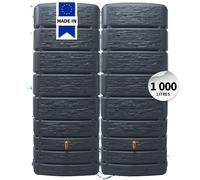 4rain SLIM STONE DÉCOR Réservoir Mural Ensemble 1000 L, gris graphite 2 x DÉCOR PIERRE SLIM 500 L, in onnecteur