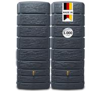 4rain Slim Stone Decor Réservoir Mural-Set 1 000 litres Gris Graphite | 2 x 500 litres, IN onnecteur, récupérateur d’Eau de Pluie, façade Pierre, Usage extérieur décoratif