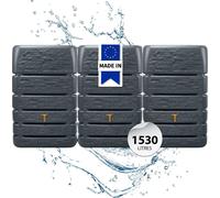 4rain SLIM STONE DECOR réservoir mural-SET 1 530 litres gris graphite, 3 x SLIM STONE DECOR 510 litres in onnecteur