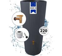 4rain VASO 2in1 DECOR récupérateur d'eau de pluie 220 L, gris graphite Incl. robinet en plastique et raccord de descente