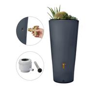 4rain VASO 2in1 récupérateur d'eau de pluie 220 L, gris graphite Incl. robinet de vidange en plastique et raccord de descente