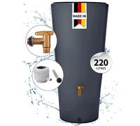 4rain Réservoir VASO 2en1 220 L, gris graphite incl. robinet de vidange en plastique et raccord de descente