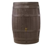 4rain Récupérateur d'eau de pluie Tonneau VINO 400 L brun foncé avec robinet PE imitation laiton et couvercle