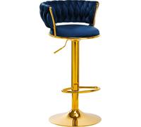 4Rico Bar Hocker Qs-B313A Velours bleu marine