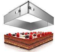 4smile Cadre de Pâtisserie - Made in Germany Moule Rectangulaire Réglable avec Système de Fixation, Acier Inoxydable
