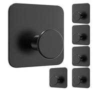 4smile Lot de 6 porte-serviettes sans perçage - Noir - Crochets adhésifs de salle de bain en acier inoxydable pour salle de bain, cuisine, penderie, serviettes et peignoirs - Imperméables - Grande