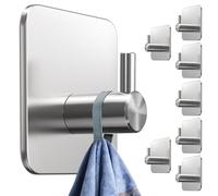 4smile Lot de 8 porte-serviettes sans perçage - Crochets adhésifs en acier inoxydable - Crochet étanche autocollant - Porte-serviettes de salle de bain et cuisine