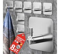 4smile ZT design Lot de 8 crochets adhésifs en acier inoxydable pour salle de bain et cuisine