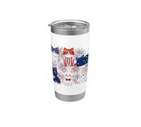 4th of July Funny Cat USA Flag Cat Lover Gobelet isotherme en acier inoxydable double paroi