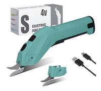 4V Ciseaux Electrique Tissu Couture, 2500mAh Coupe Carton Ciseauxs Electrique avec 2 Lames Tranchantes pour Tissu, Carton, Tapis, Cuir, Feutre, Plastique, Moquette