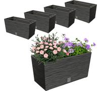 4x 12L jardinière de balcon 39,5x19,5 cm anthracite + insert spacieux 8L