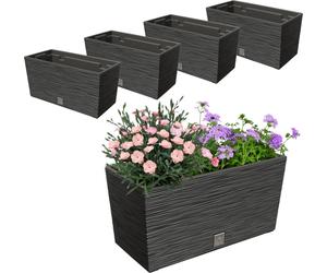 4x 12L jardinière de balcon 39,5x19,5 cm anthracite + insert spacieux 8L