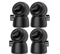 4X 360° pivotant Caméra de surveillance Intérieur, 2,4GHz / 5GHz Caméra WiFi Intérieur pour bébé, IA Détection de personnes, Auto-tracking, 64GB