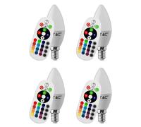 4x ampoules bougies LED RGB 3,5W E14 TÉLÉCOMMANDE 320 lumens lampes à changement de couleur dimmable