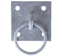 4x Anneau d’ancrage Ø 68 mm avec plaque carrée 100 x 100 mm acier galvanisé à chaud - Anneau de fixation robuste pour jardin, écurie et atelier