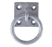 4x Anneau d’attache Ø 51 mm avec platine carrée 50 x 50 mm, acier galvanisé à chaud, anneau de fixation pour écurie remorque