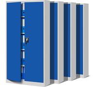 4x Armoire de bureau C001 Armoire de classement Armoire de rangement Armoire polyvalente Armoire métallique 4 étagères Revêtement en poudre 185 cm x 90 cm x 40 cm gris-bleu