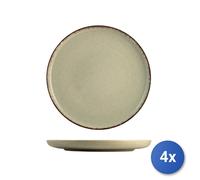4X Assiettes Plates En Porcelaine Marque H&H, Couleurs Assorties, Diamètre 27Cm