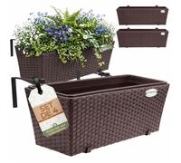 Casaria 4X Bac à Fleurs 11 litres Support de Montage intérieur extérieur jardinière Pot de Fleurs décoration Balcon terrasse Brun