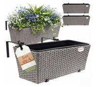 4x Bac à fleurs CASARIA® 11 litres support de montage intérieur extérieur jardinière pot de fleurs décoration balcon terrasse gris