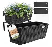 Casaria 4X Bac à Fleurs 11 litres Support de Montage intérieur extérieur jardinière Pot de Fleurs décoration Balcon terrasse Noir