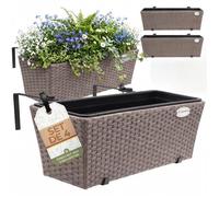 4x Bac à fleurs CASARIA® 11 litres support de montage intérieur extérieur jardinière pot de fleurs décoration balcon terrasse crème