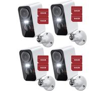 4X batterie de caméra extérieure, caméra de surveillance extérieure avec base magnétique, résolution 2K 32&64GB carte mémoire