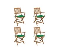 4x Bois d'Acacia Chaises Pliables de Jardin avec Coussins Chaises d'Extérieur Fauteuils de Salle à Manger de Patio Fauteuils de Terrasse