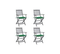 vidaXL Chaises de jardin pliantes 4 pièces avec coussin en bois massif d'acacia