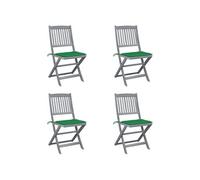 4x Bois d'Acacia Chaises Pliables d'Extérieur avec Coussins Chaises de Patio Sièges de Jardin Chaises à Dîner Salle à Manger Terrasse