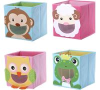 4x boîtes de rangement avec des motifs d'animaux