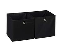 4x boîtes de rangement, carrées; en tissu, Cubique, 30x30x30 cm, noir | Rangement pour étagère, boîte en tissu de forme cubique 30 x 30 x 30 cm