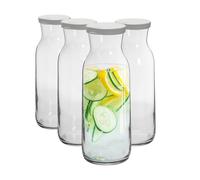 4x Brocca verre carafes Couvercles silicone Decanter eau Thé glacé 1,2 litre