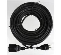 4x Câble d'extension 25m caoutchouc noir Extérieur IP44 Jardin Prise électrique Appareils