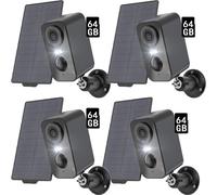 4X Caméra de surveillance extérieure Batterie solaire - 2K PTZ WLAN Caméra de surveillance extérieure avec panneau solaire avec 64GB