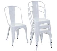 4x chaise de bistro HWC-A73, chaise empilable, métal, design industriel blanc