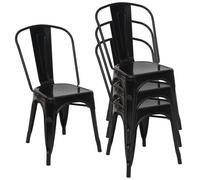 4x chaise de bistro HWC-A73, chaise empilable, métal, design industriel noir