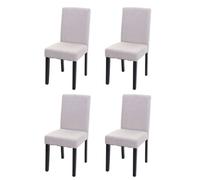 4x chaise de salle à manger chaise de cuisine Littau textile, beige crème, pieds foncés