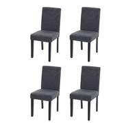 Mendler 4X Chaise de Salle à Manger Littau Textile Gris Anthracite Pieds foncés