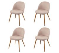 4x chaise de salle à manger HWC-D53, fauteuil, style rétro années 50, en tissu beige