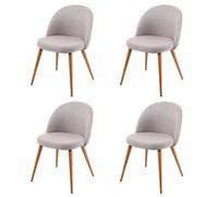 4x chaise de salle à manger HWC-D53, fauteuil, style rétro années 50, en tissu gris clair