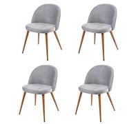 4x chaise de salle à manger HWC-D53, fauteuil, style rétro années 50, en velours gris clair